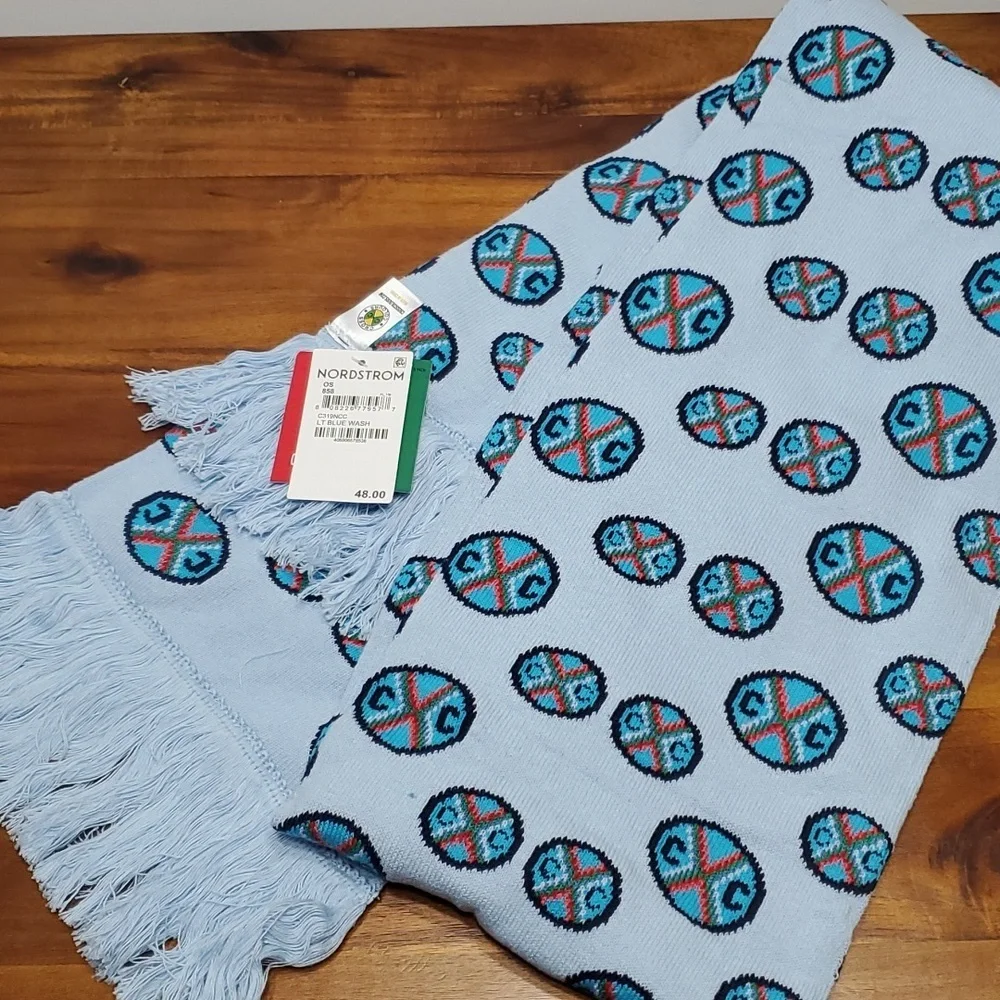 Cross Colours Scarf with Fringe Blue NWT